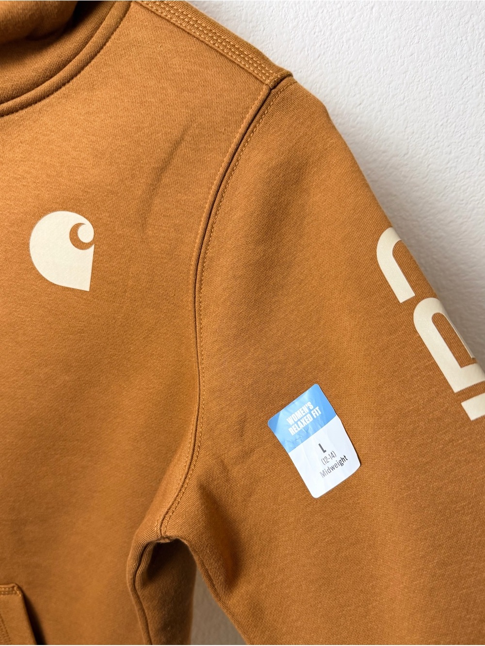 Carhartt Women’s Clarksburg Hoodie Large Brown Relaxed Fit Logo Sleeve NWT 10279 - Picture 3 of 10